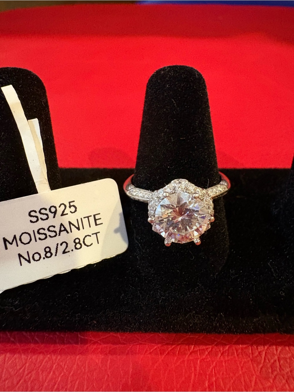 Sterling Silver Moissanite Halo Ring - Clear